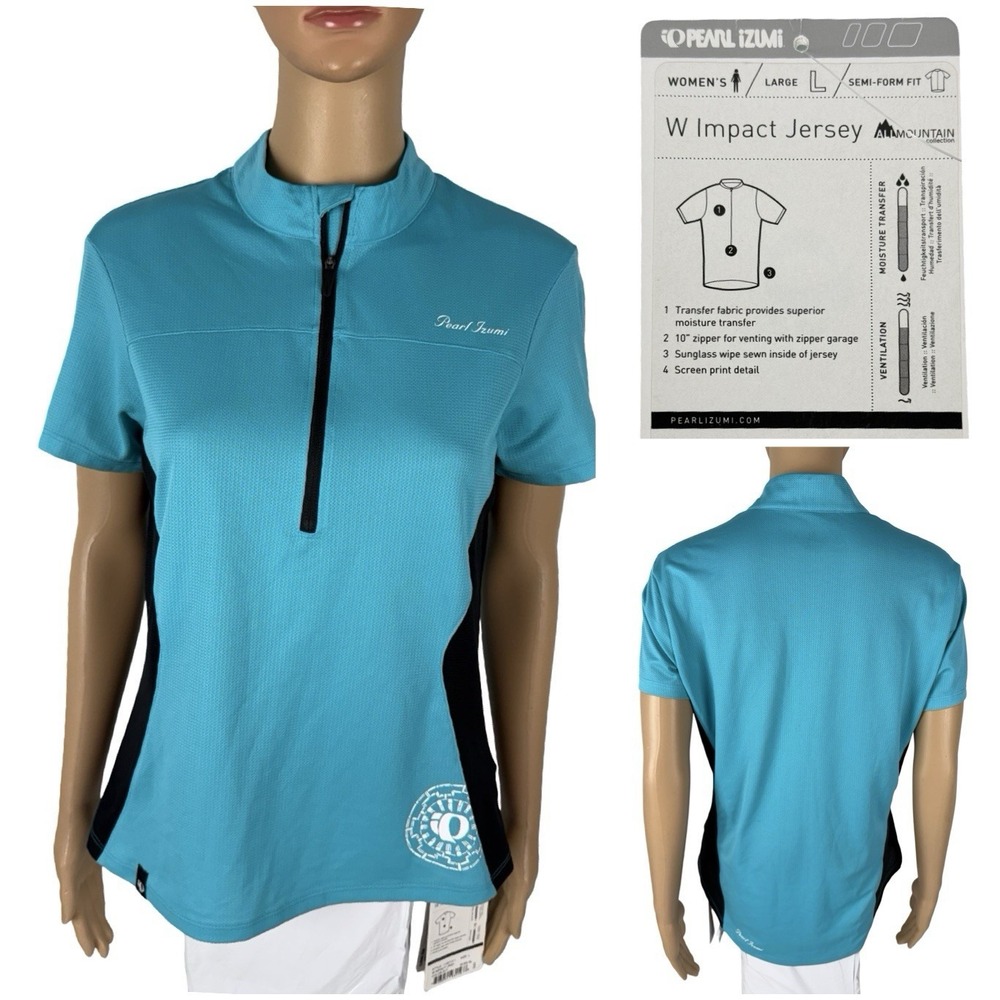 Pearl Izumi Womens Large Cycling Jersey W Impact 11221311 1/2 Zip Blue Semi NWT